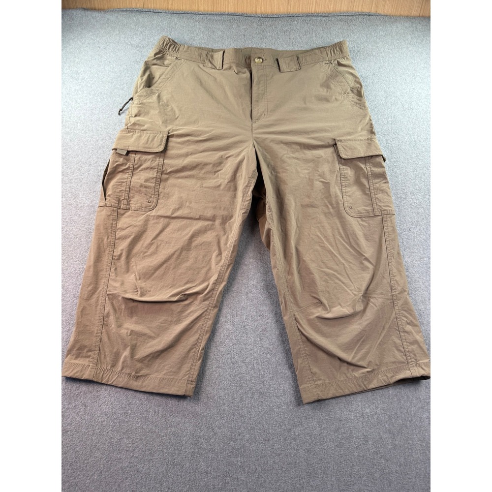Columbia Titanium Mens XL Cargo Cropped Hiking Pants Tan Khaki Nylon Outdoor